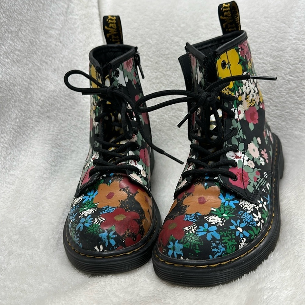Dr.Martens YOUTH 1460 FLORAL MASH UP LEATHER LACE UP BOOTS US 3